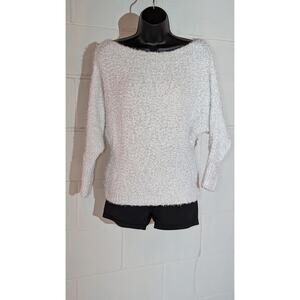 Maurices Knit Sweater Boat Neck Long Sleeve Fuzzy Pullover Dolman Sleeve Small